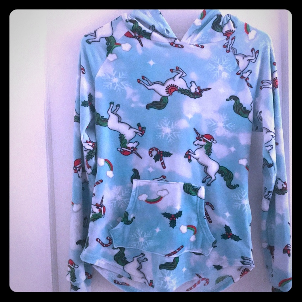 A soft light blue christmas sweater